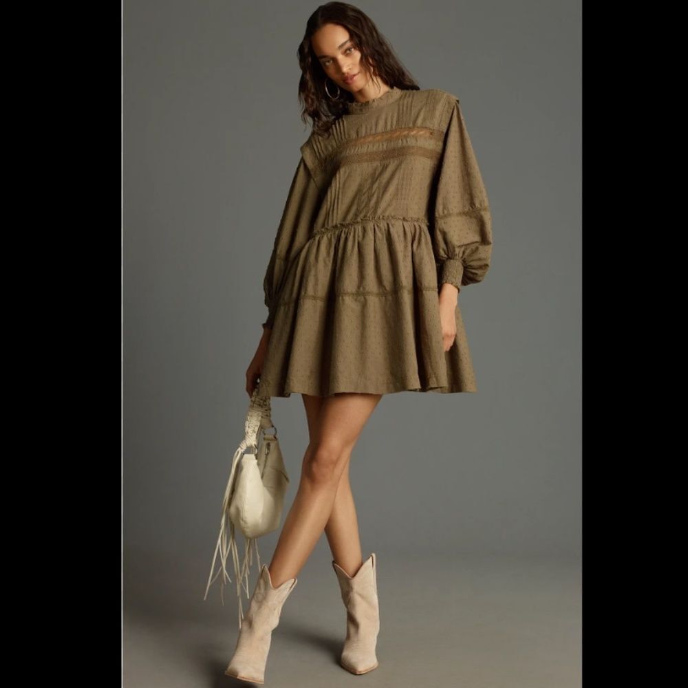 Anthropologie Pilcro Long-Sleeve Mock-Neck Swing Mini Dress